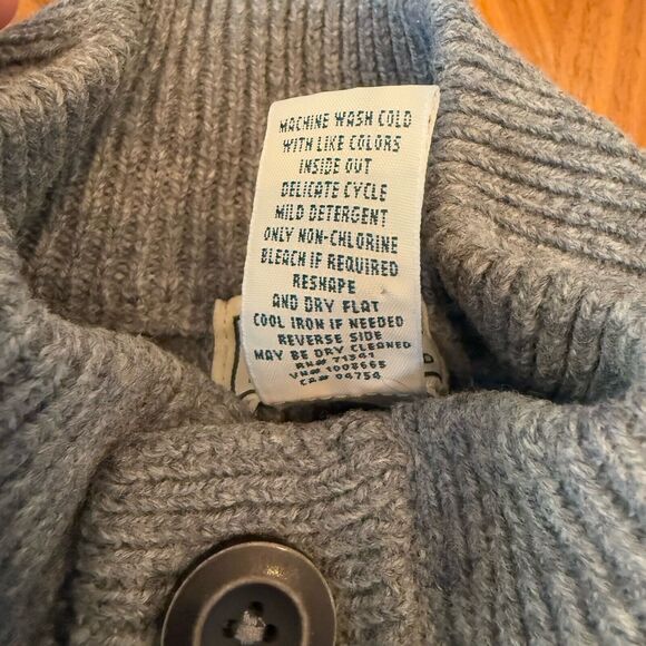 LL Bean 100% Lambs Wool Sweater Mens Large Gray Henley 3 Button Pullover EUC - Picture 7 of 12